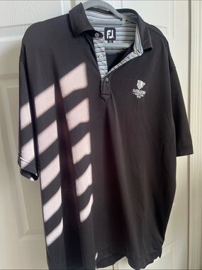 FootJoy Black Polo with Striped Inner Placket